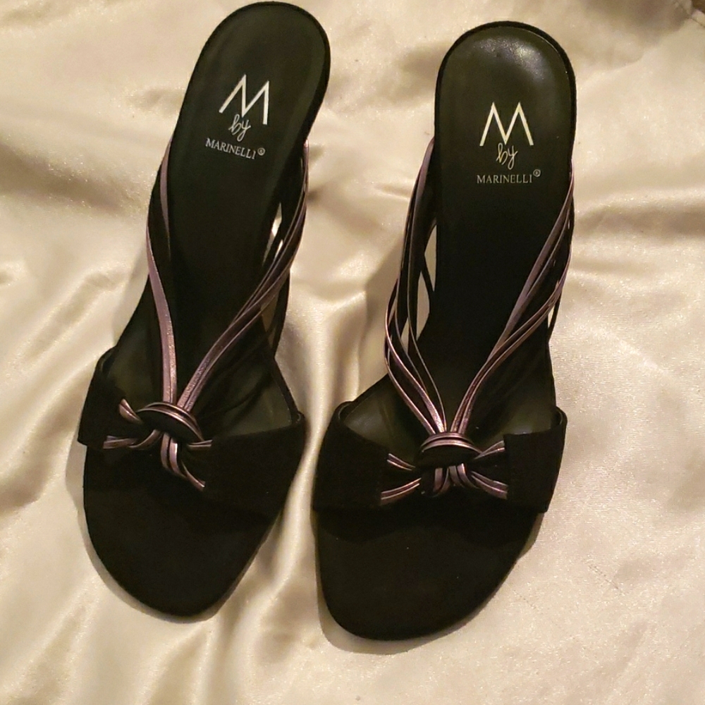 Marinelli Suede/Gold Trim Heels/Slides